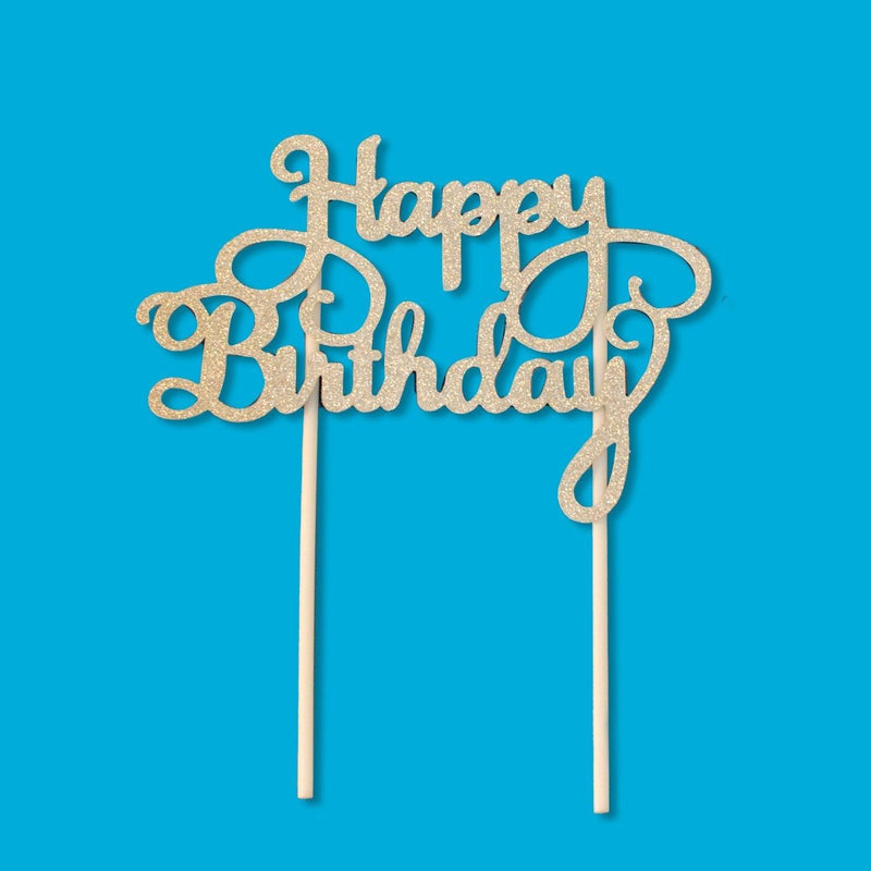 Cake Topper - hbd silver
