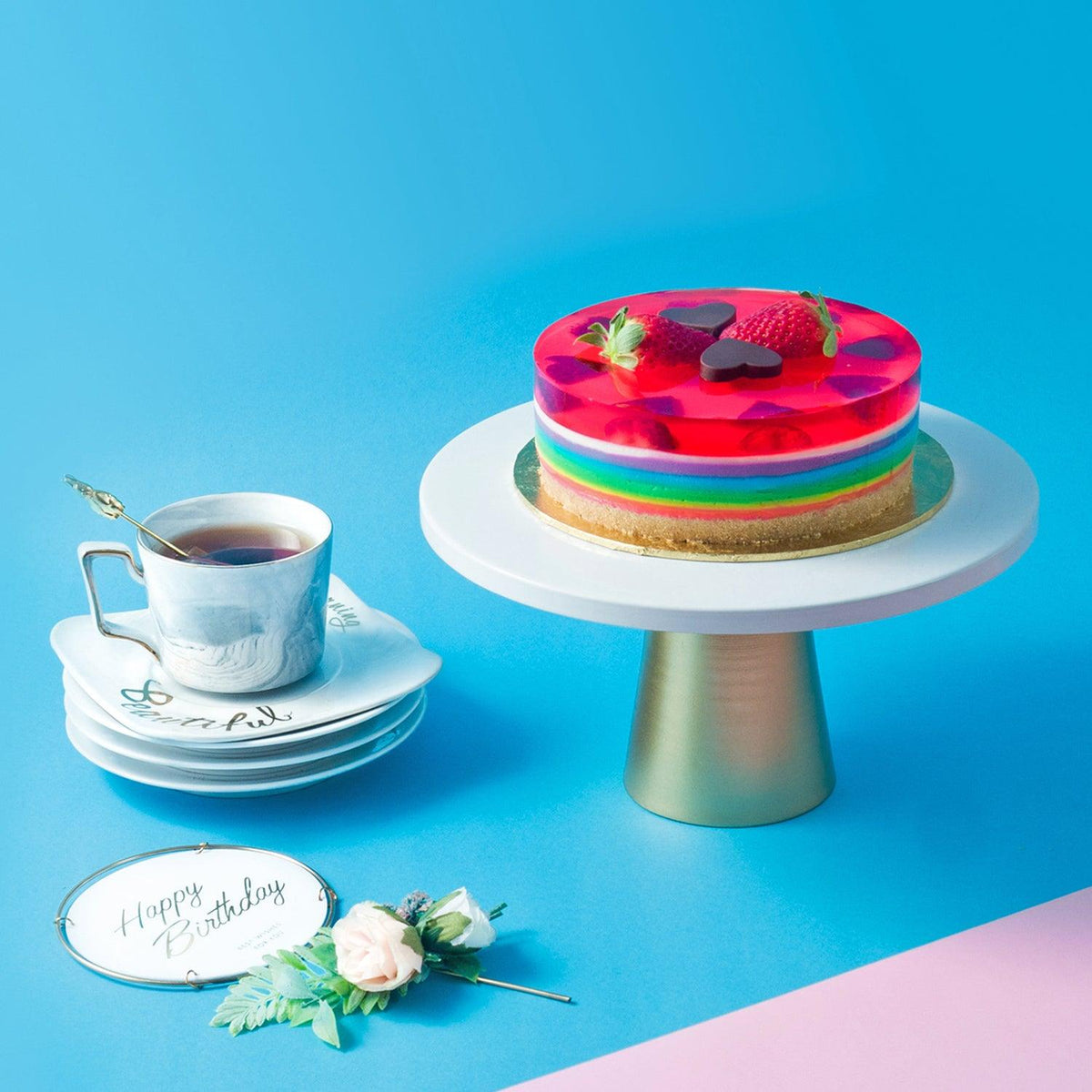 Multi Layer Rainbow Cake TheJellyHearts Singapore's 1st Halal Jelly