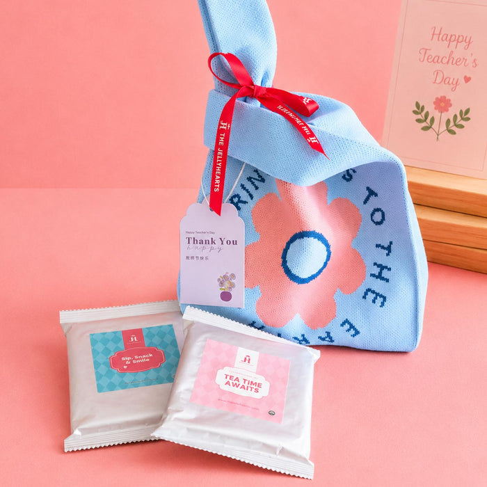 BLUE Woven Cookie Gift Tote – Teacher's Day (Egg-Free Cookies)